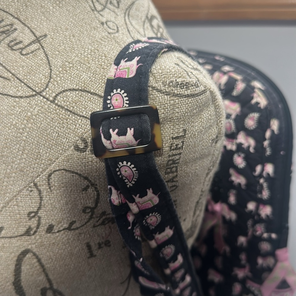 Vera Bradley Black Backpack With Pink Elephant Pa… - image 6